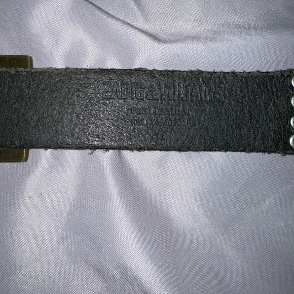 Zadig & Voltaire Olive Green Leather Studded Belt with Metal Buckle size T1 (M) - Picture 10 of 14